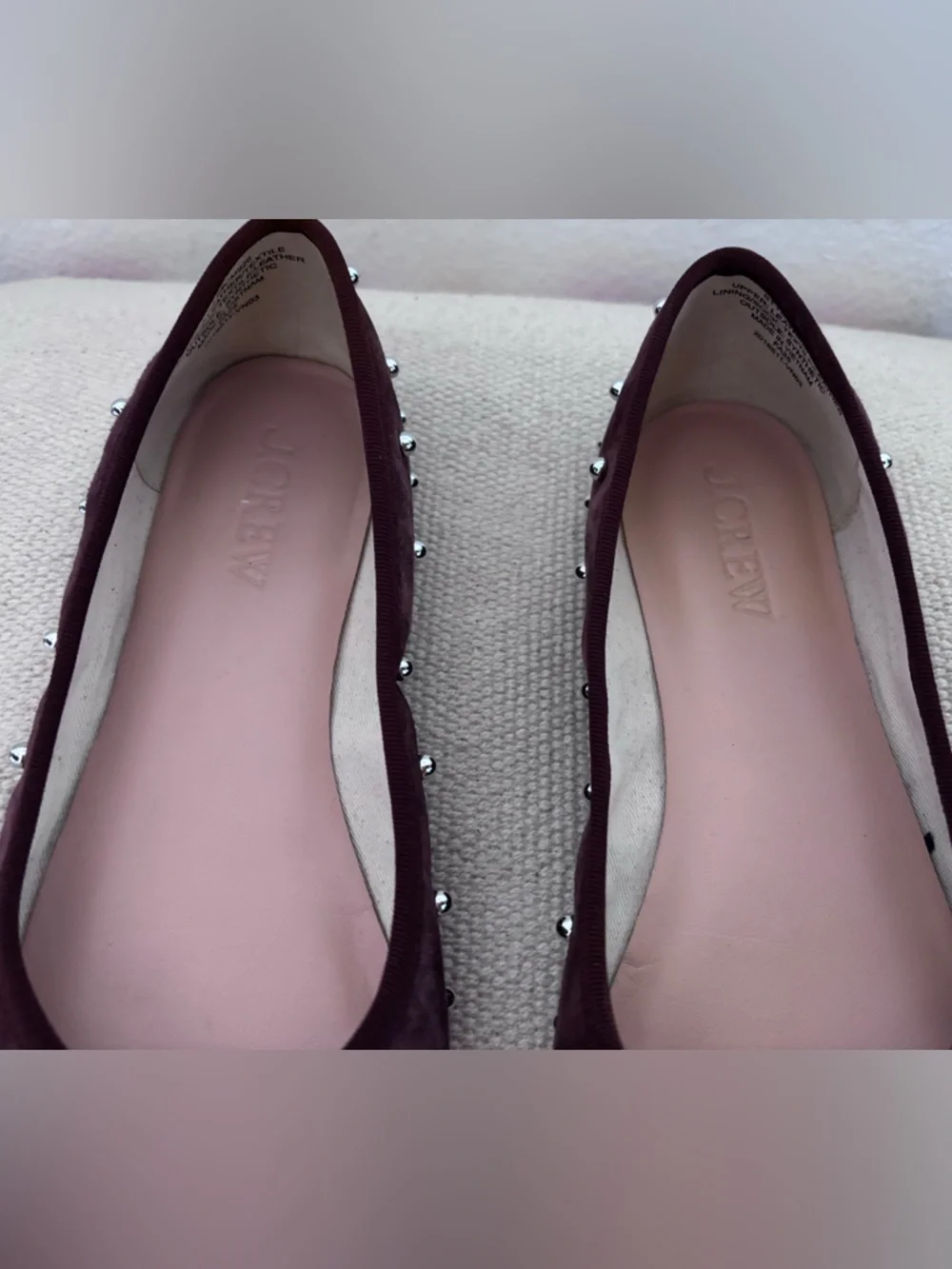 J.Crew Andi Ballet Flats in Beaded Suede – Brown Embellished Shoes 9.5 EUC